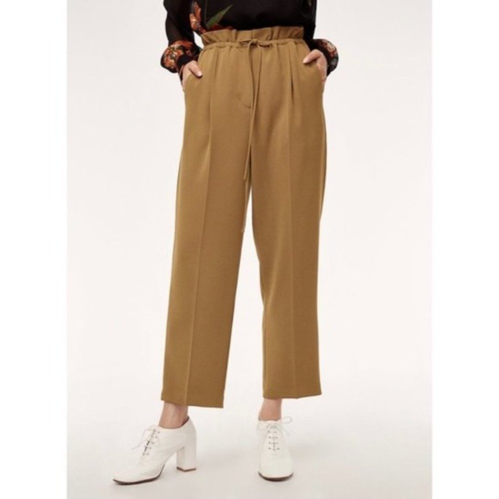 Wilfred Aritzia Kari Paperbag Drawstring Trouser Pants Tan Size XXS